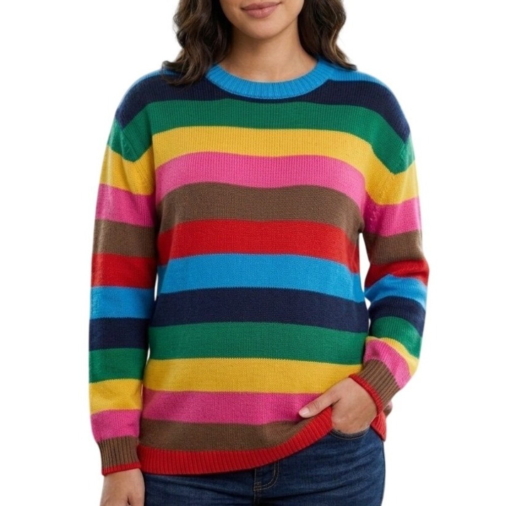 GAP‎ Happy Stripe Rainbow Long Sleeve Maternity Sweater Size Large